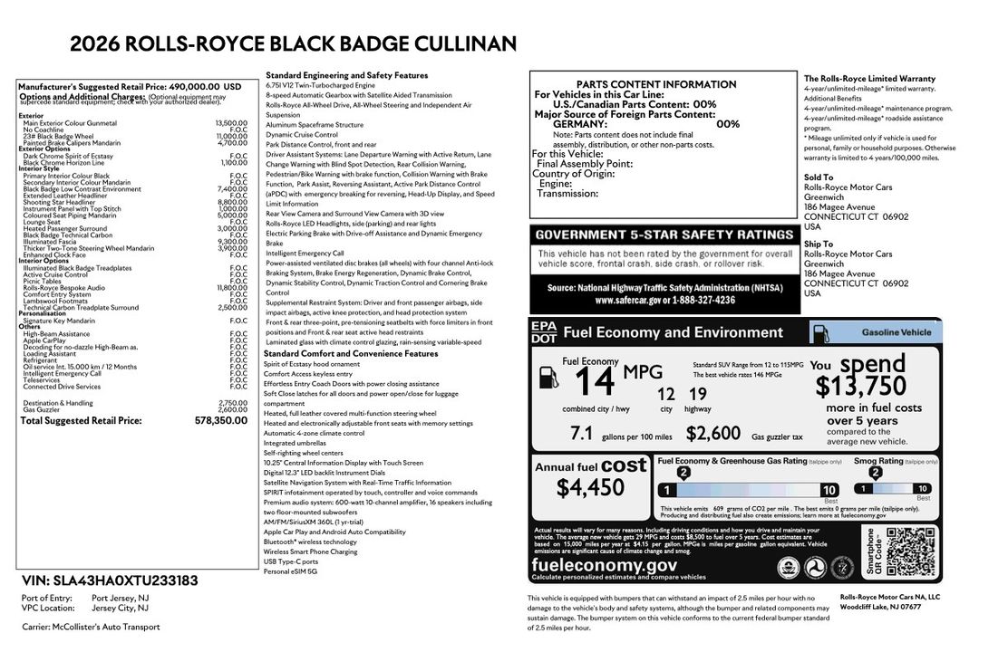 2026 Rolls-Royce Black Badge Cullinan