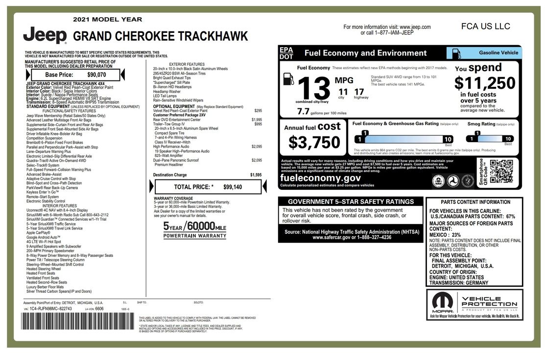 2021 Jeep Grand Cherokee Trackhawk
