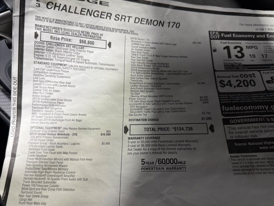 2023 Dodge Challenger SRT DEMON 170 Prod#2647