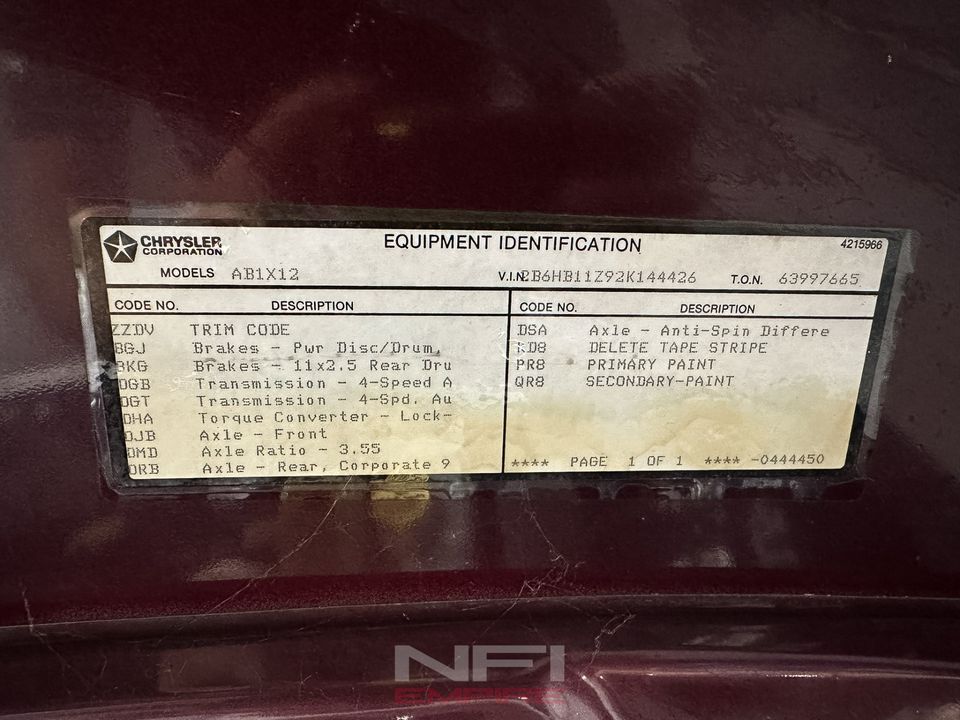2002 Dodge Ram Van 1500