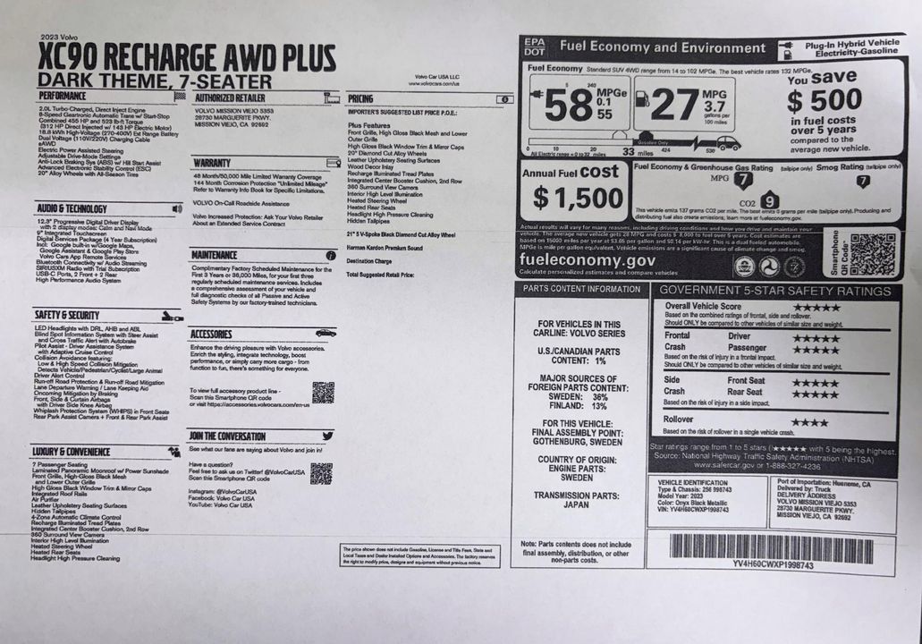 2023 Volvo XC90 Recharge Plug-In Hybrid