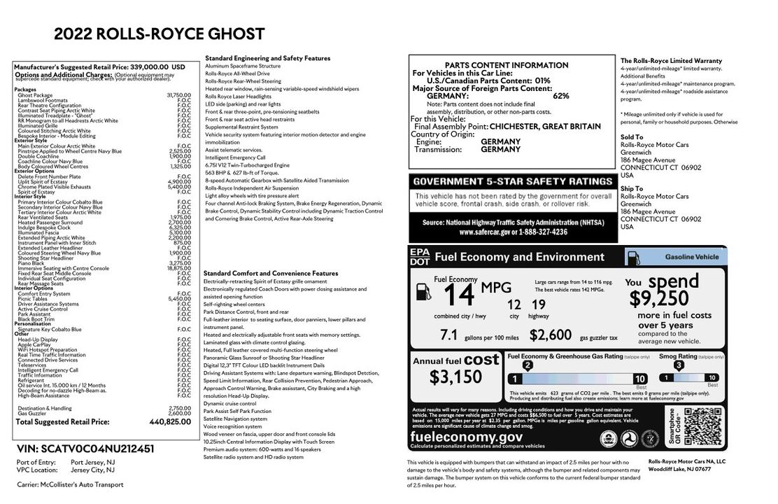 2022 Rolls-Royce Ghost