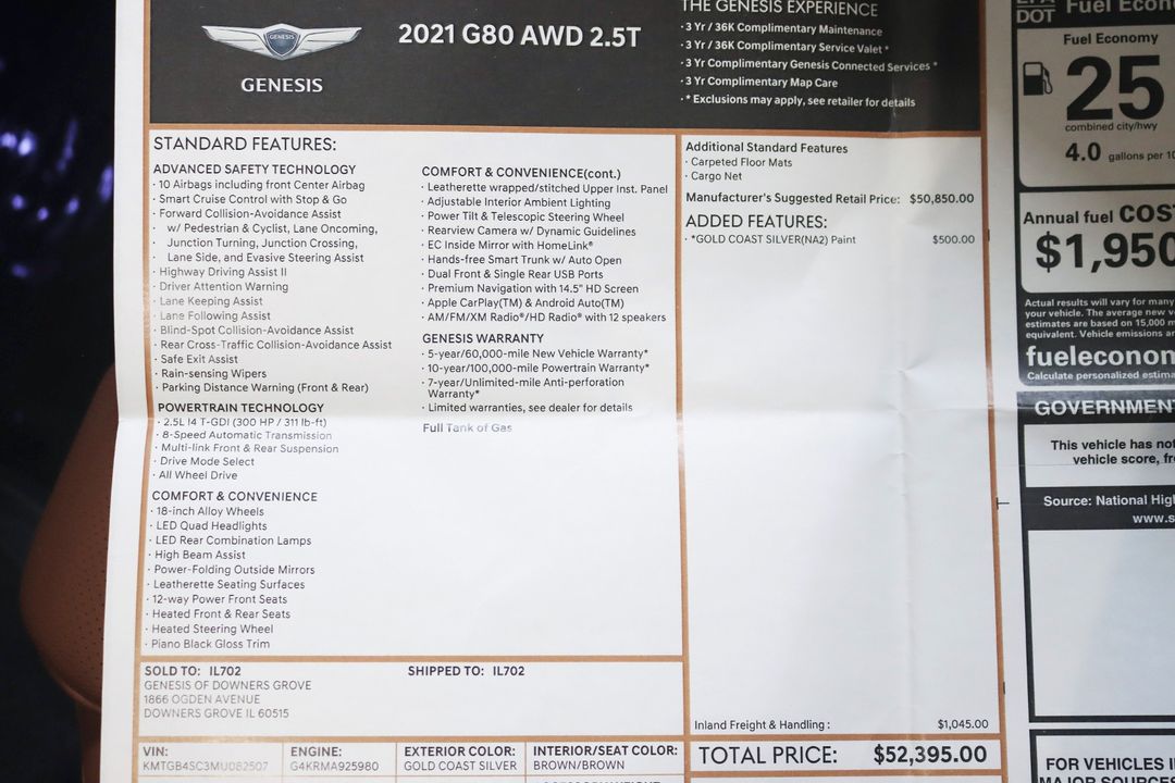 2021 Genesis G80