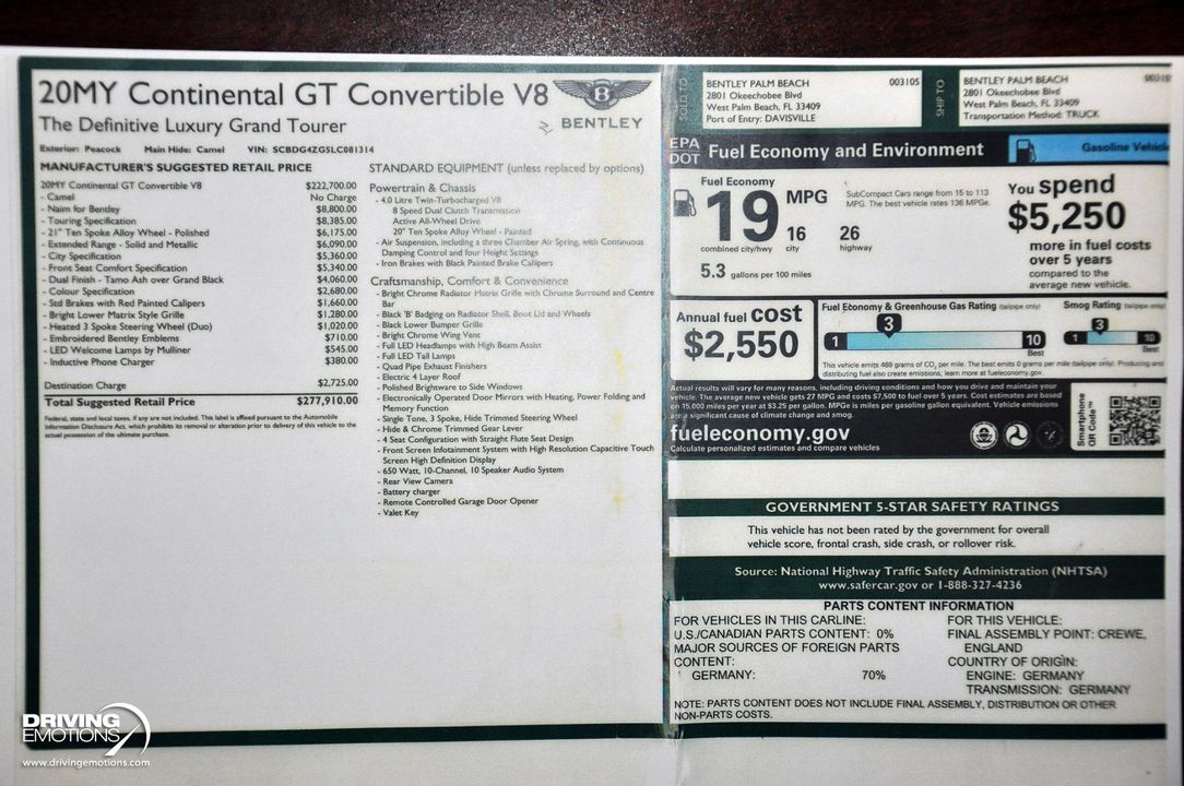 2020 Bentley Continental GT V8 Convertible