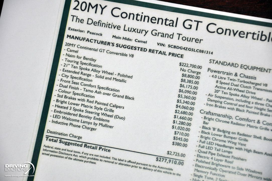 2020 Bentley Continental GT V8 Convertible