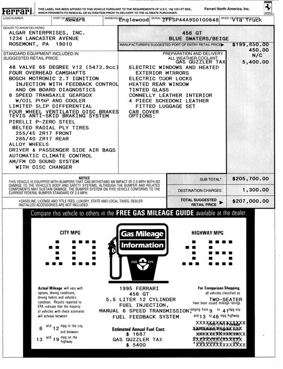 1995 Ferrari 456 GT Manual