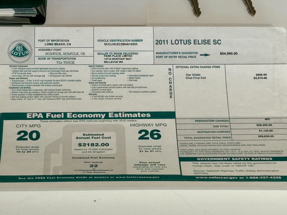 2011 Lotus Elise SC