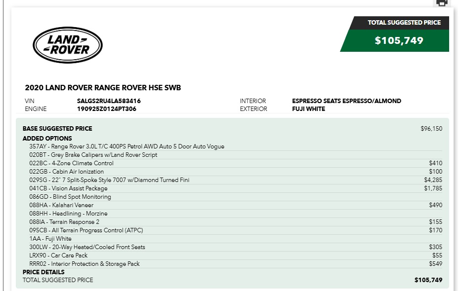 2020 Land Rover Range Rover