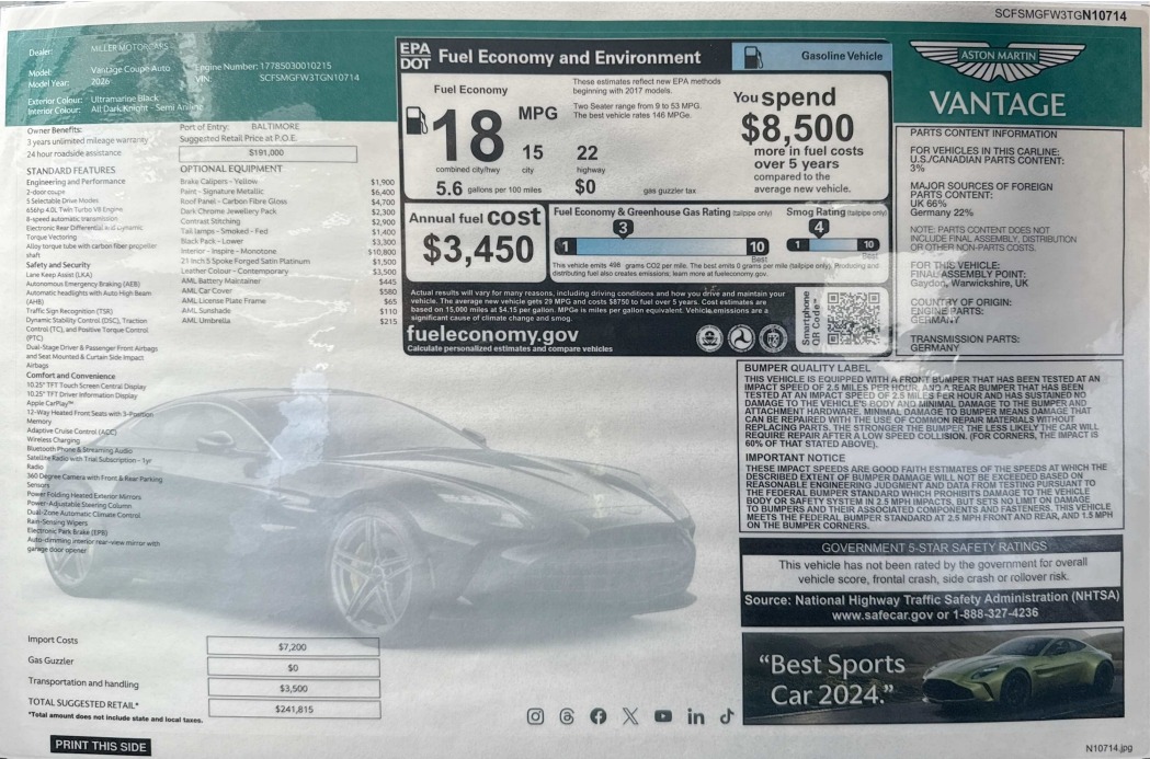 2026 Aston Martin Vantage