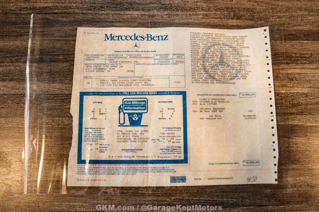 1986 Mercedes Benz 560SL