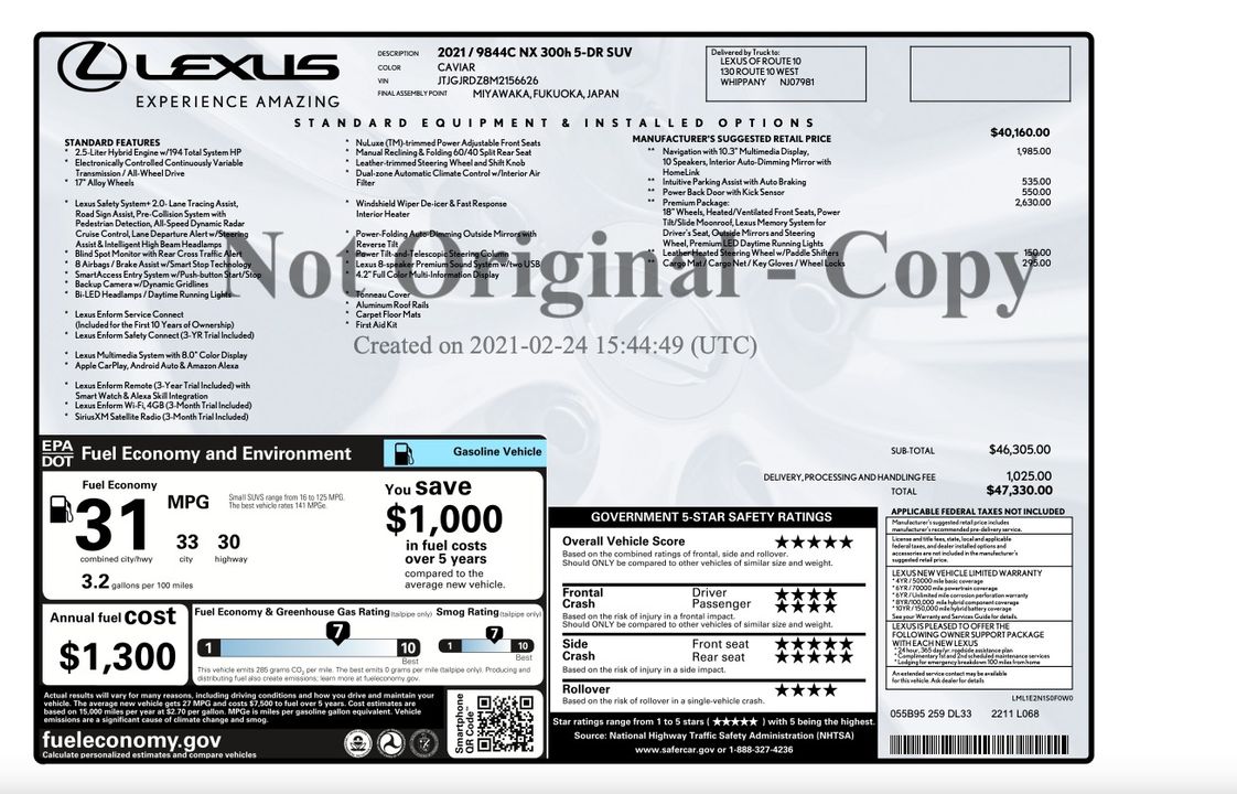 2021 Lexus NX 300h