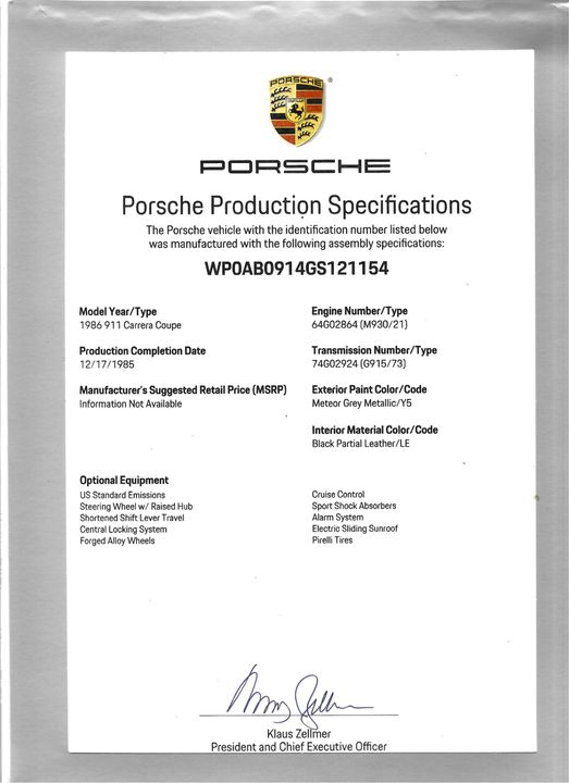 1986 Porsche Carrera