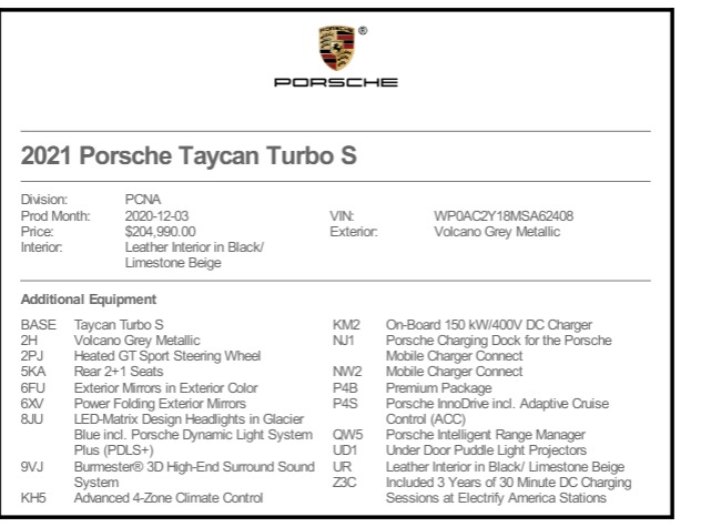 2021 Porsche Taycan
