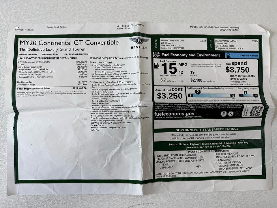 2020 Bentley Continental GTC