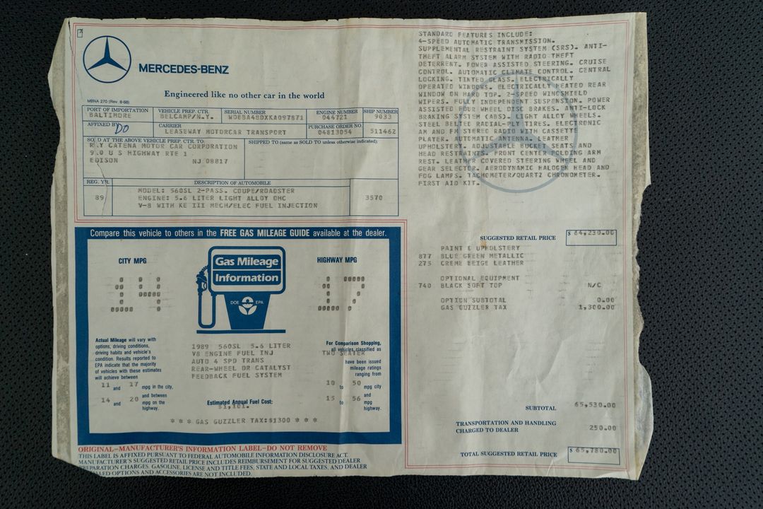 1989 Mercedes-Benz 560 SL