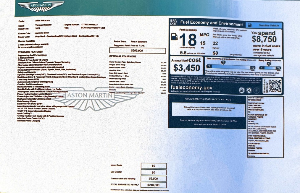 2026 Aston Martin Vantage