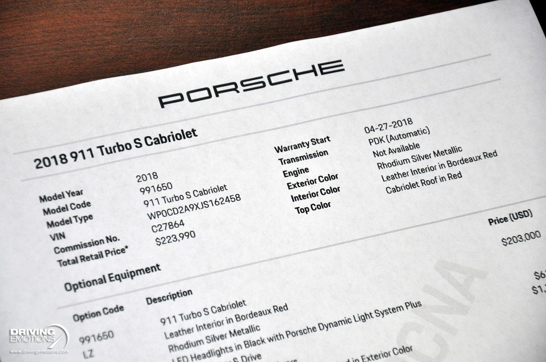 2018 Porsche 911 Turbo S Cabriolet