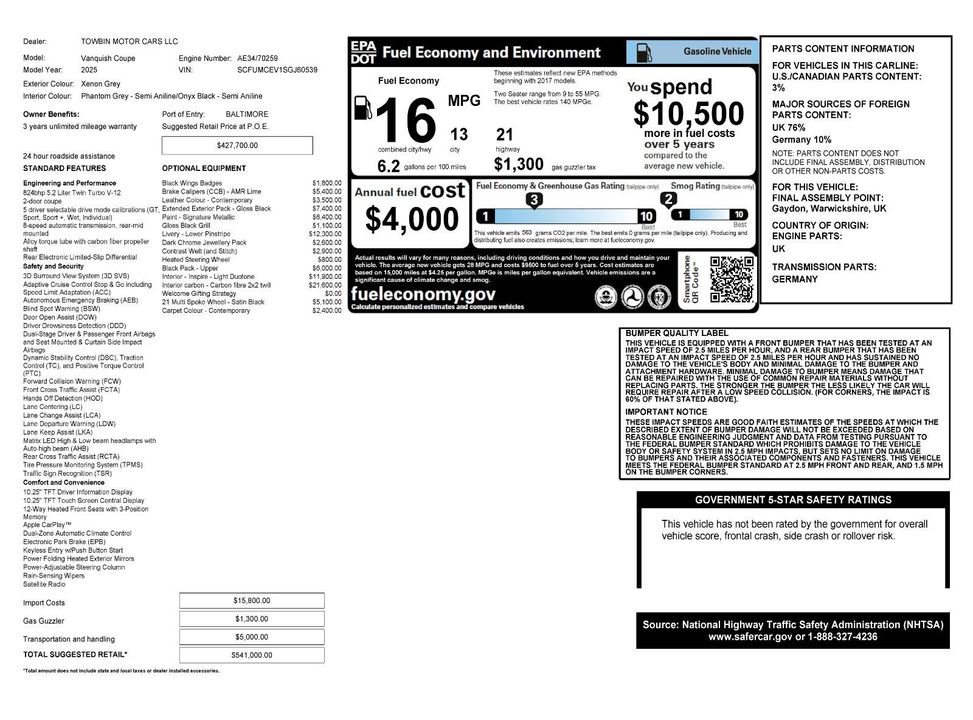 2025 Aston Martin Vanquish