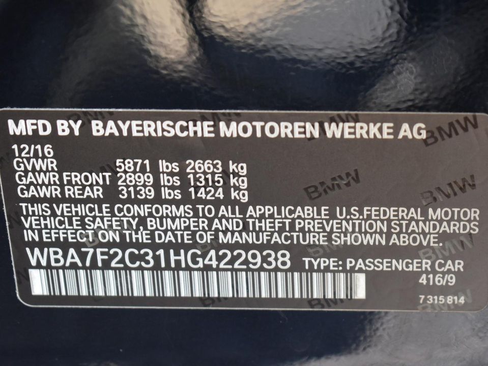 2017 BMW 750i xDrive M-Sport Nav AWD MSRP $114,545.00