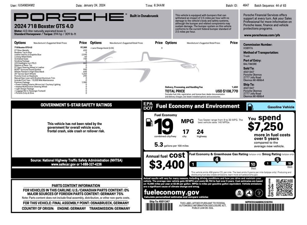 2024 Porsche 718 Boxster