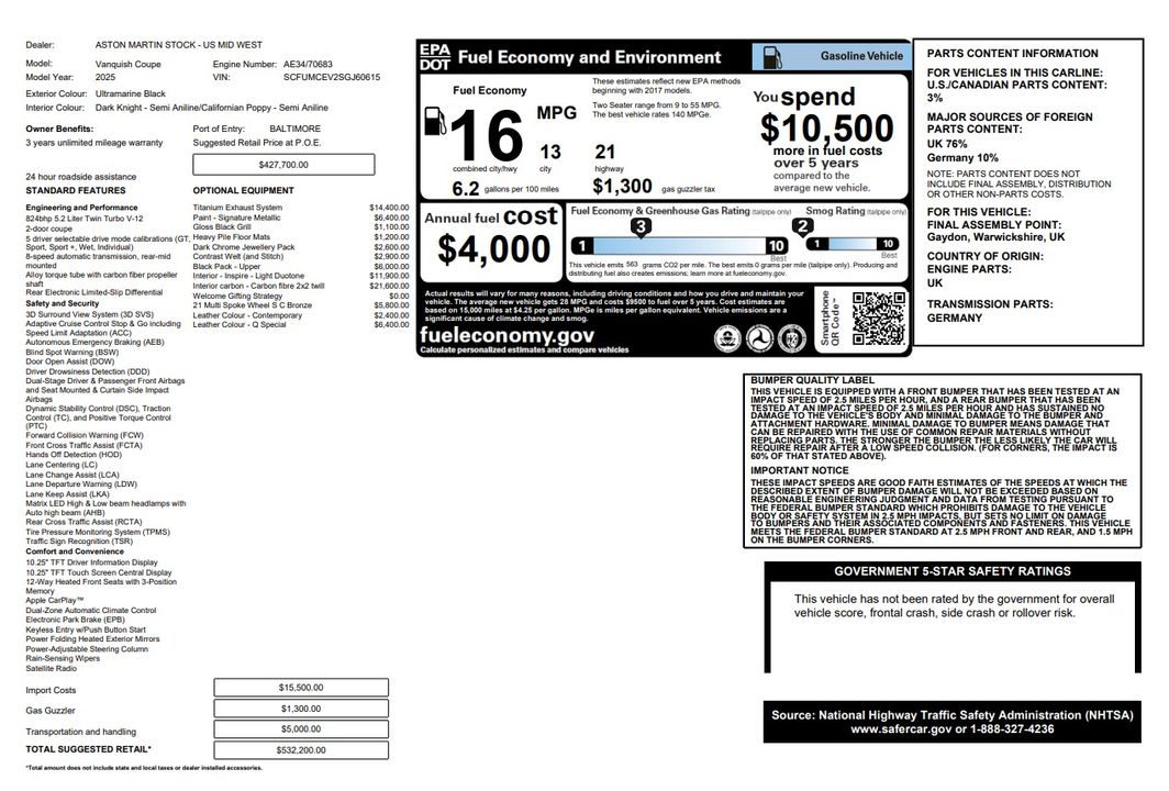 2025 Aston Martin Vanquish