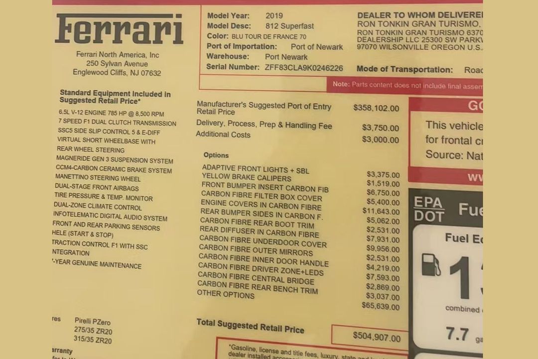 2019 Ferrari 812 Superfast