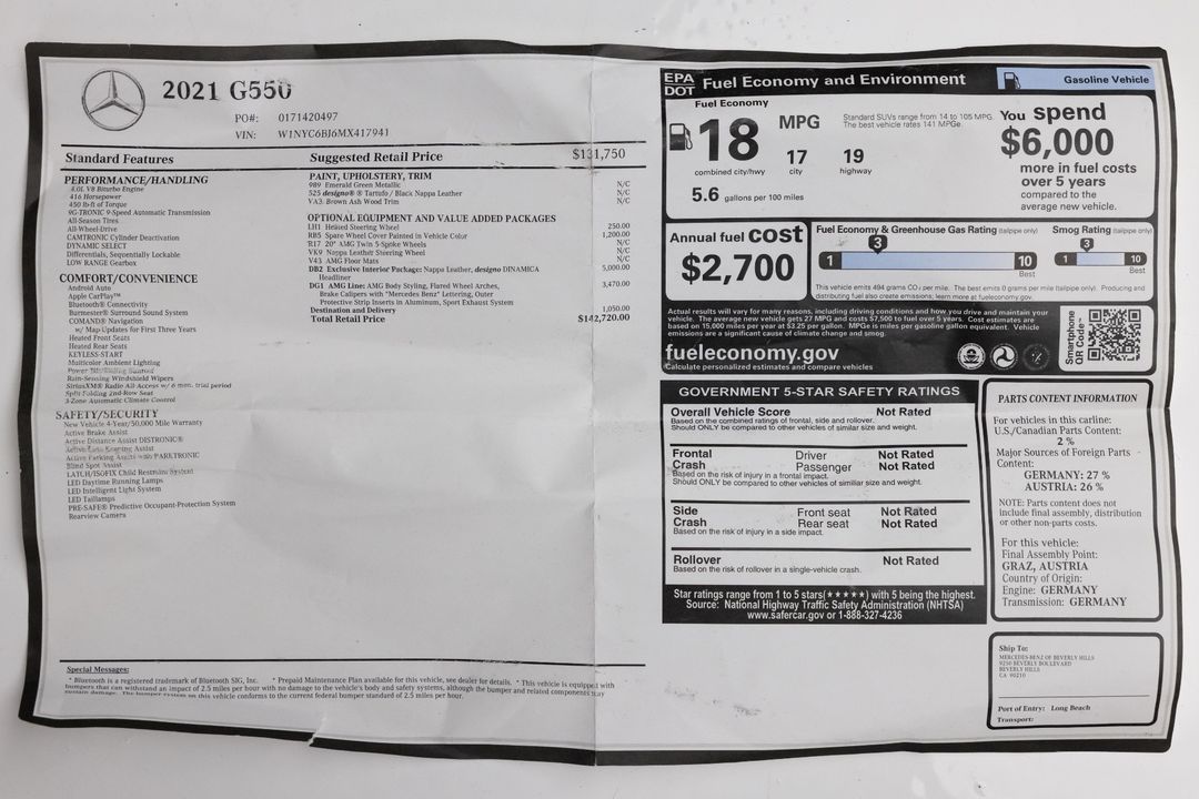 2021 Mercedes-Benz G 550