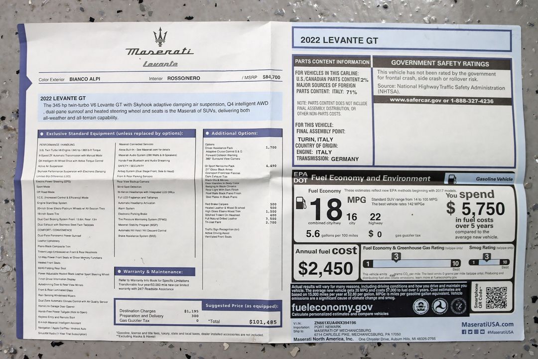 2022 Maserati Levante