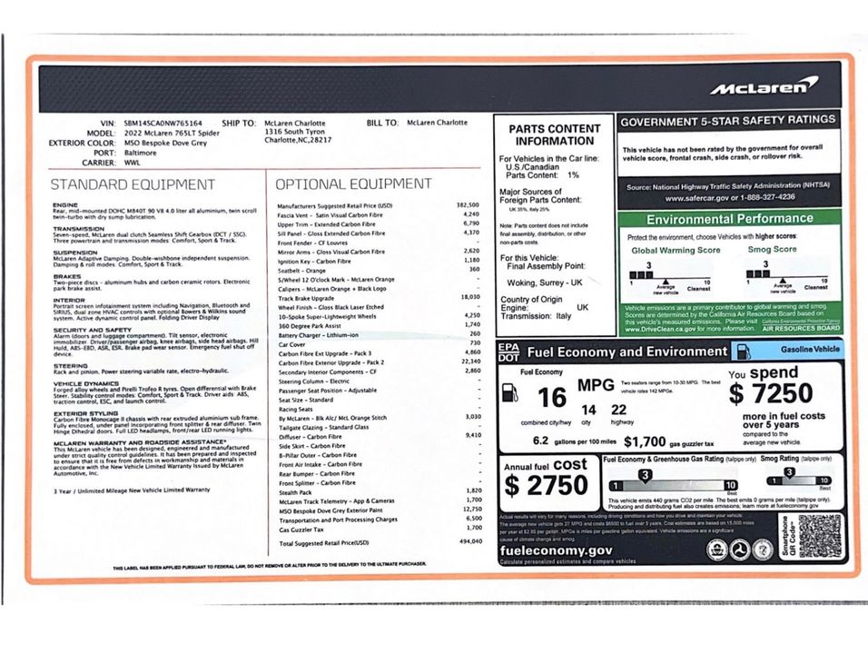 2022 McLaren 765LT Spider