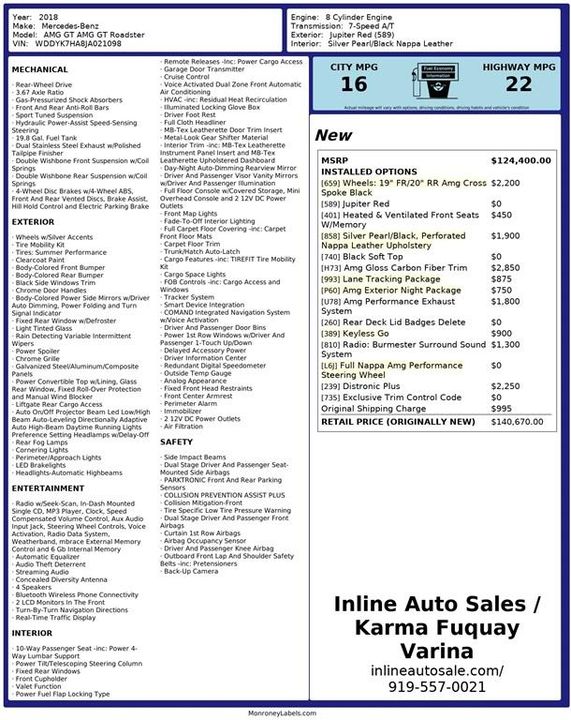 2018 Mercedes-Benz AMG GT