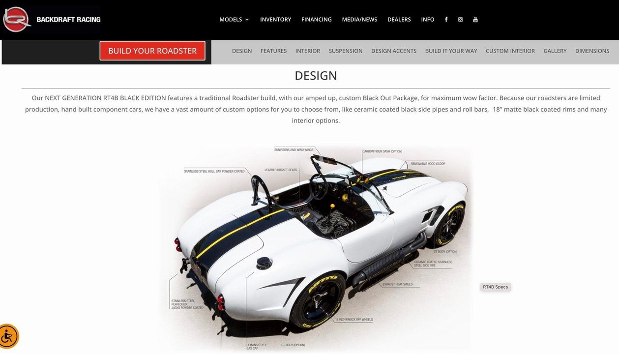 1965 Backdraft Racing Cobra Roadster RT4B GT Black Edition