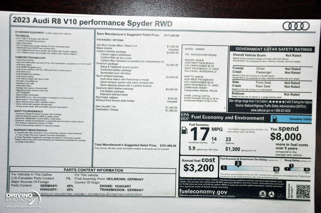 2023 Audi R8 V10 Performance Spyder