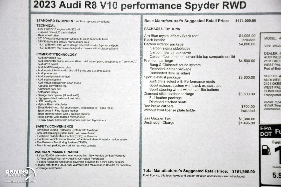 2023 Audi R8 V10 Performance Spyder