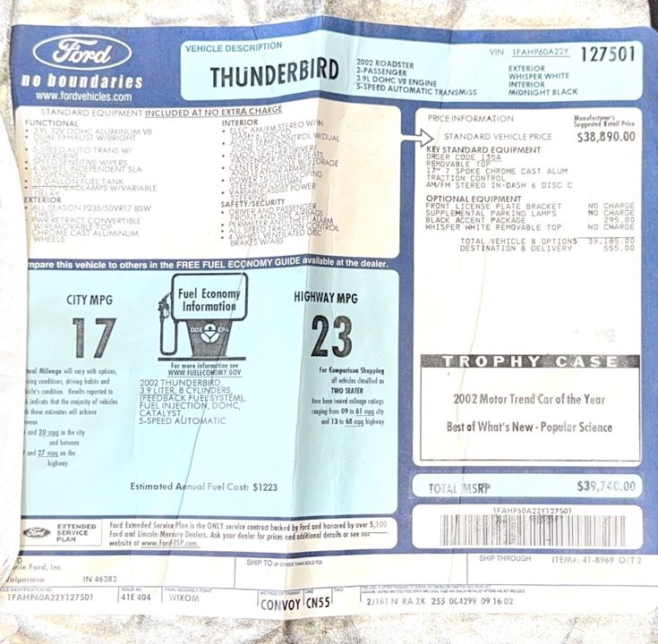 2002 Ford Thunderbird