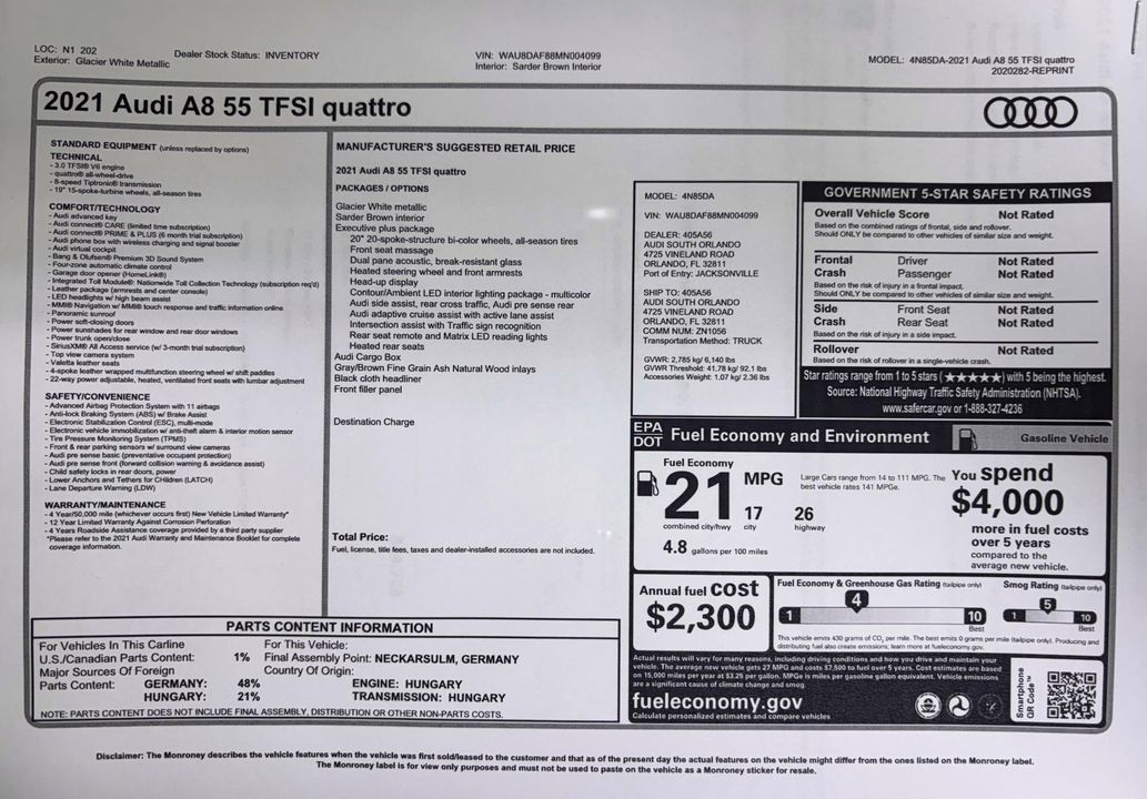 2021 Audi A8