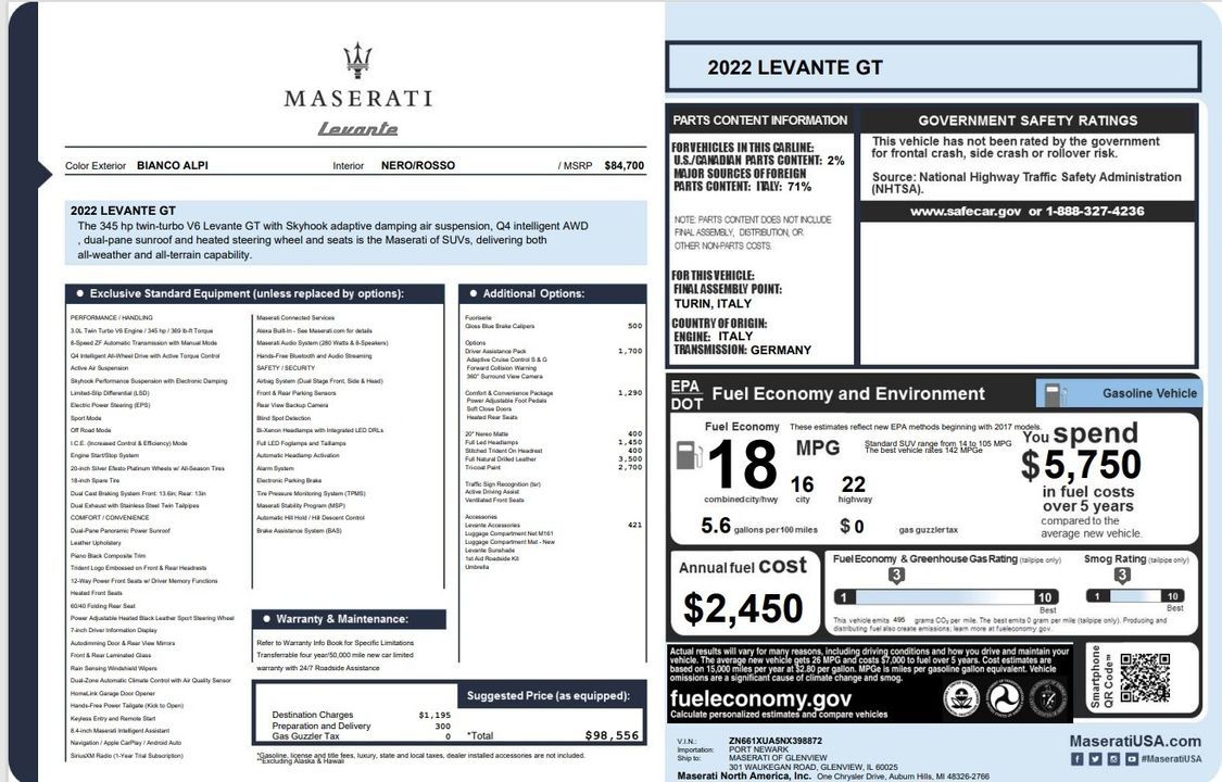 2022 Maserati Levante