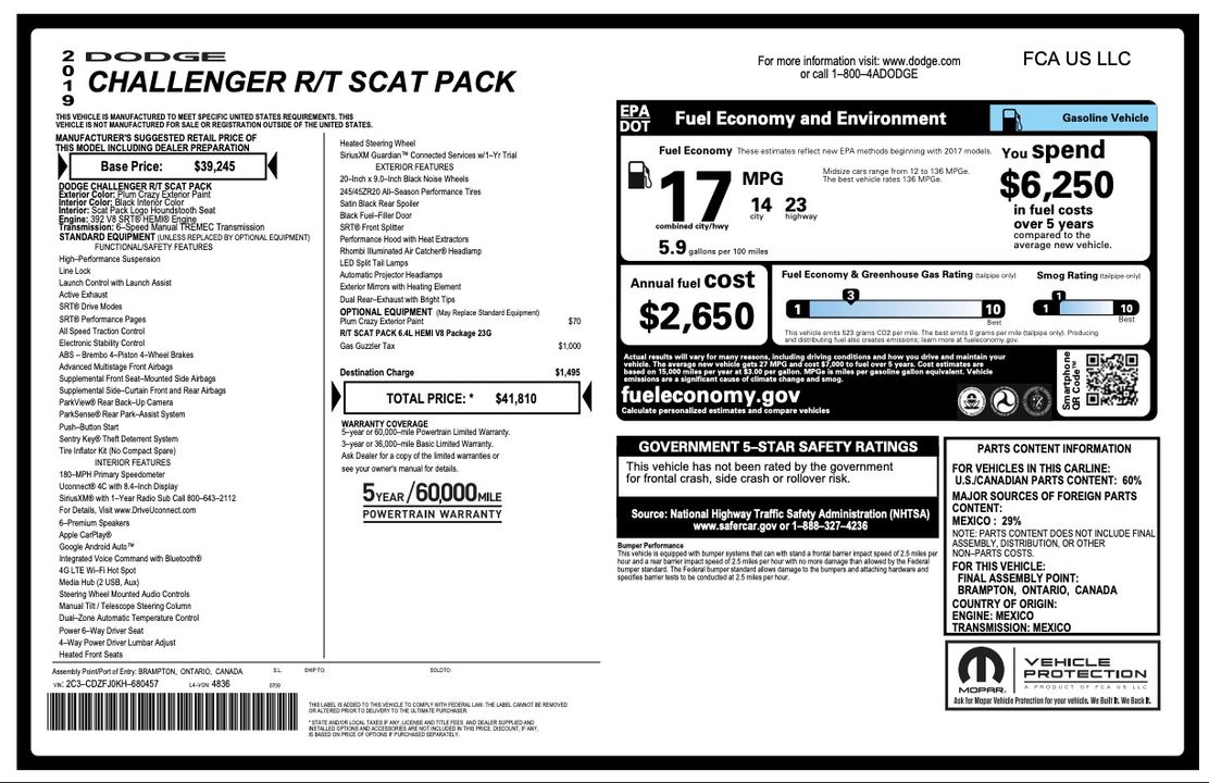 2019 Dodge Challenger R/T Scat Pack
