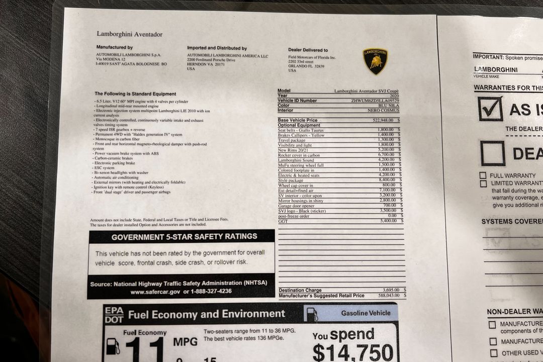 2020 Lamborghini Aventador