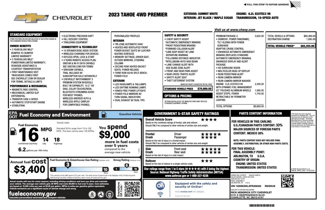 2023 Chevrolet Tahoe 4WD Premier