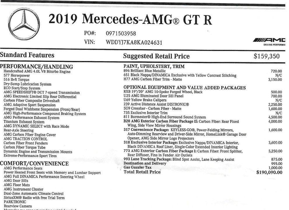 2019 Mercedes-Benz AMG GT
