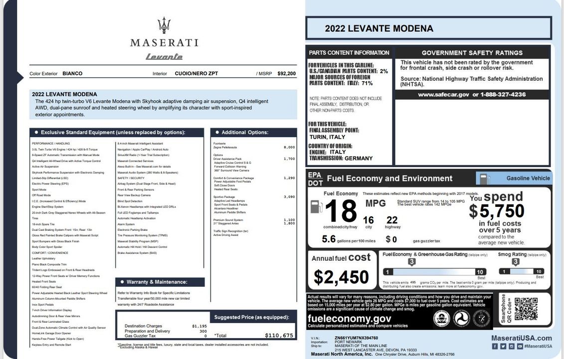 2022 Maserati Levante