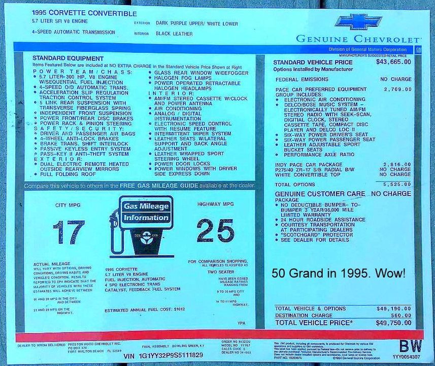 1995 Chevrolet Corvette Indy Pace Car - SOLD!!