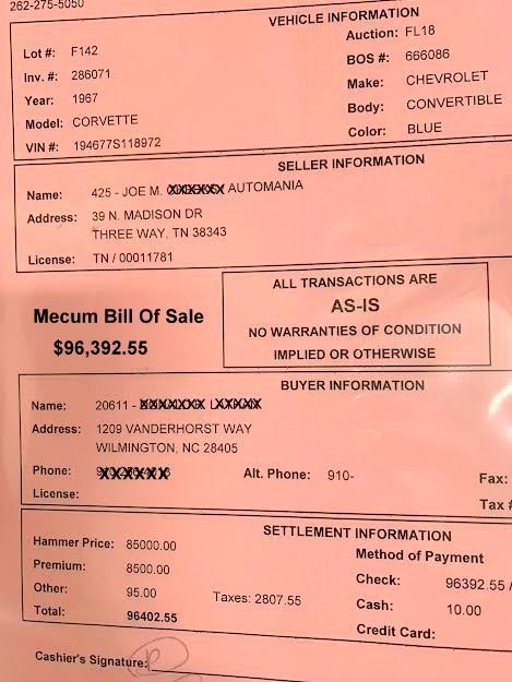 1967 Chevrolet Corvette - SOLD!!