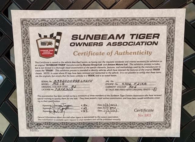 1966 Sunbeam - SOLD Tiger Mark 1A - SOLD!!!