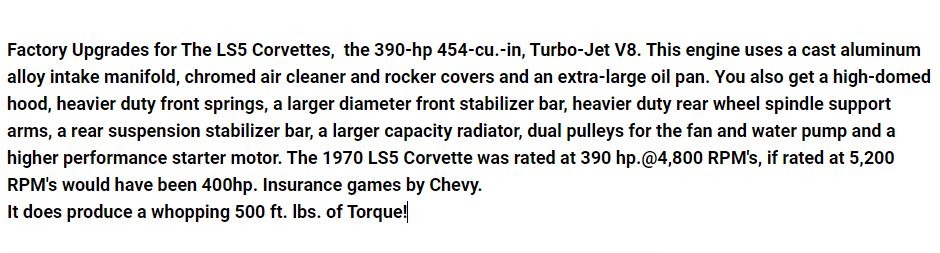 1970 Chevrolet Corvette Convertible LS5