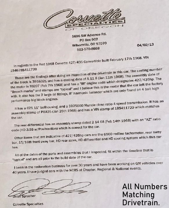 1968 Chevrolet Corvette Convertible - SOLD - SOLD!