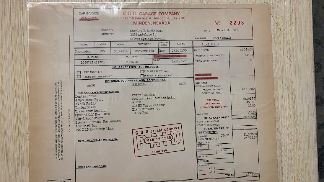 1968 Chevrolet Corvette Convertible - SOLD - SOLD!