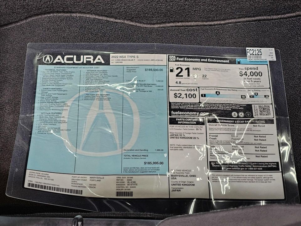 2022 Acura NSX