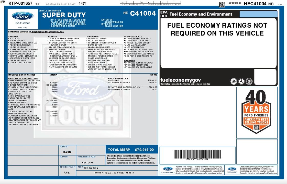 2017 Ford Super Duty F-350 DRW Platinum 4WD