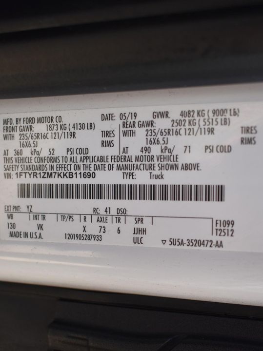 2019 Ford Transit Van
